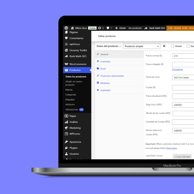 Configuración de multiples precios en el editor de producto